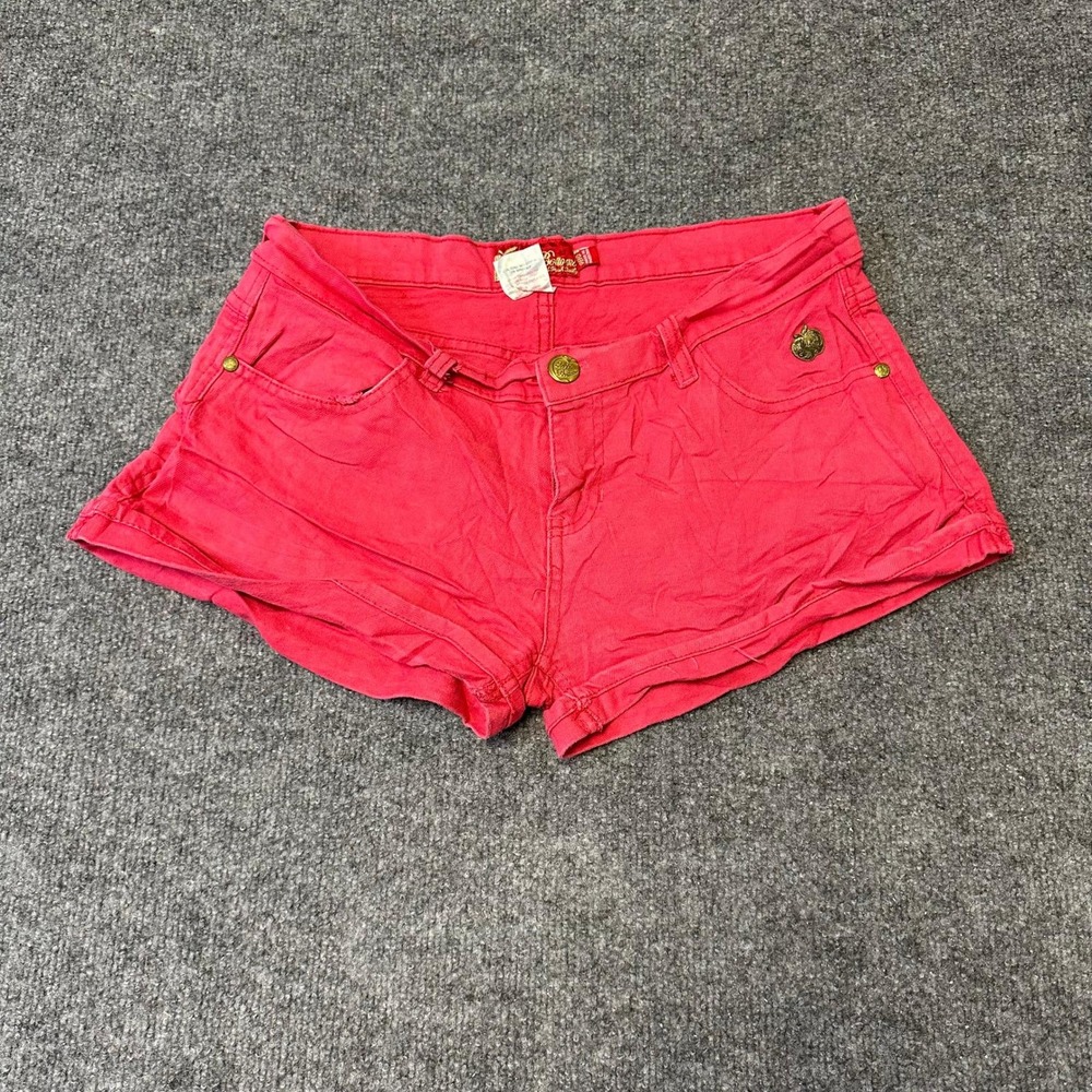 Apple Bottoms Shorts Womens Size 9/10 Red Denim Y2K Embroidered Pockets Stretch